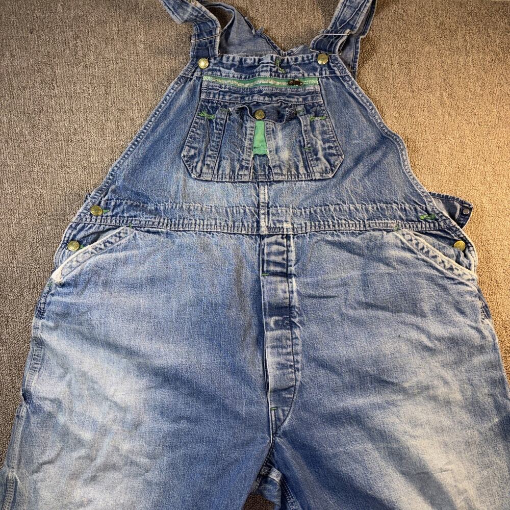 VTG 70s Liberty Denim Overalls Button Fly Distressed Workwear USA Made Size XL?